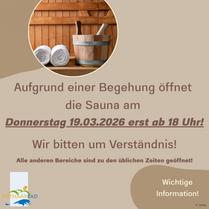 Sauna &ouml;ffnet sp&auml;ter