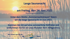 Plakat Lange Saunanacht Juni 2022